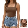 thumbnail image 2 of Built in Comfort Bra Tanktop Womens U Neck Shapewear Built-in Bra Tank High Strechy Sleeveless Slim Fit Tops Light Brown M, 2 of 6