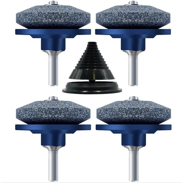 Afilador de cuchillas para cortacésped, 3/4/5 piezas, afilador de cuchillas para cortacésped para taladro, nuevo afilador de cuchillas para cortacésped 2024, kit de herramientas universal para afilado