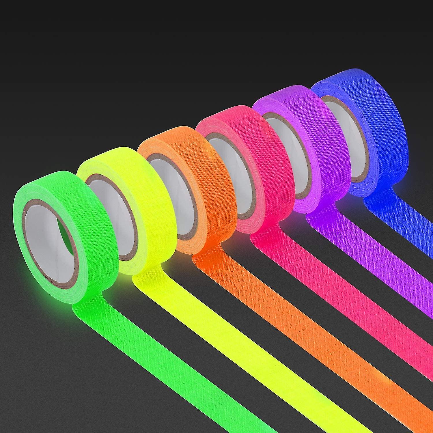 Uv Blacklight Reactive (6 Colors) 0.59inch X 16.4ft Per Color, Fluorescent  Cloth/neon Gaffer Tape(6pack)