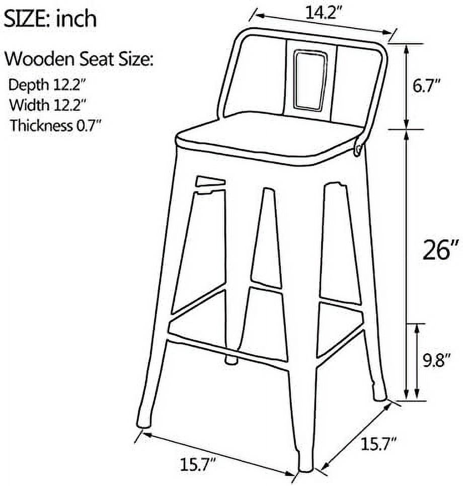 Tjcgdty Metal Stools With Backs Set Of 4 Kitchen Counter Height Stools 