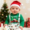 thumbnail image 2 of Tisuna Christmas Outfits Set For Newborn Baby Cartoon Print Long Sleeve Crew Neck Sweatshirt And Overalls Pants Set Cute Soft Baby Christmas Outfits Green Size 0-3 Months, 2 of 5
