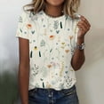 thumbnail image 2 of Pompotops T-Shirt Décontracté à Manches Courtes Imprimé Plissé Col Rond Ample pour Femmes, 2 of 4