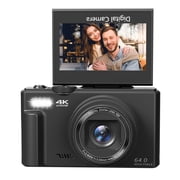Saneen Digital Camera 4K 64MP Vlogging Camera for YouTube 3180°Flip Screen 18X Zoom Autofocus 32GB SD Card Video Cameras for Beginners