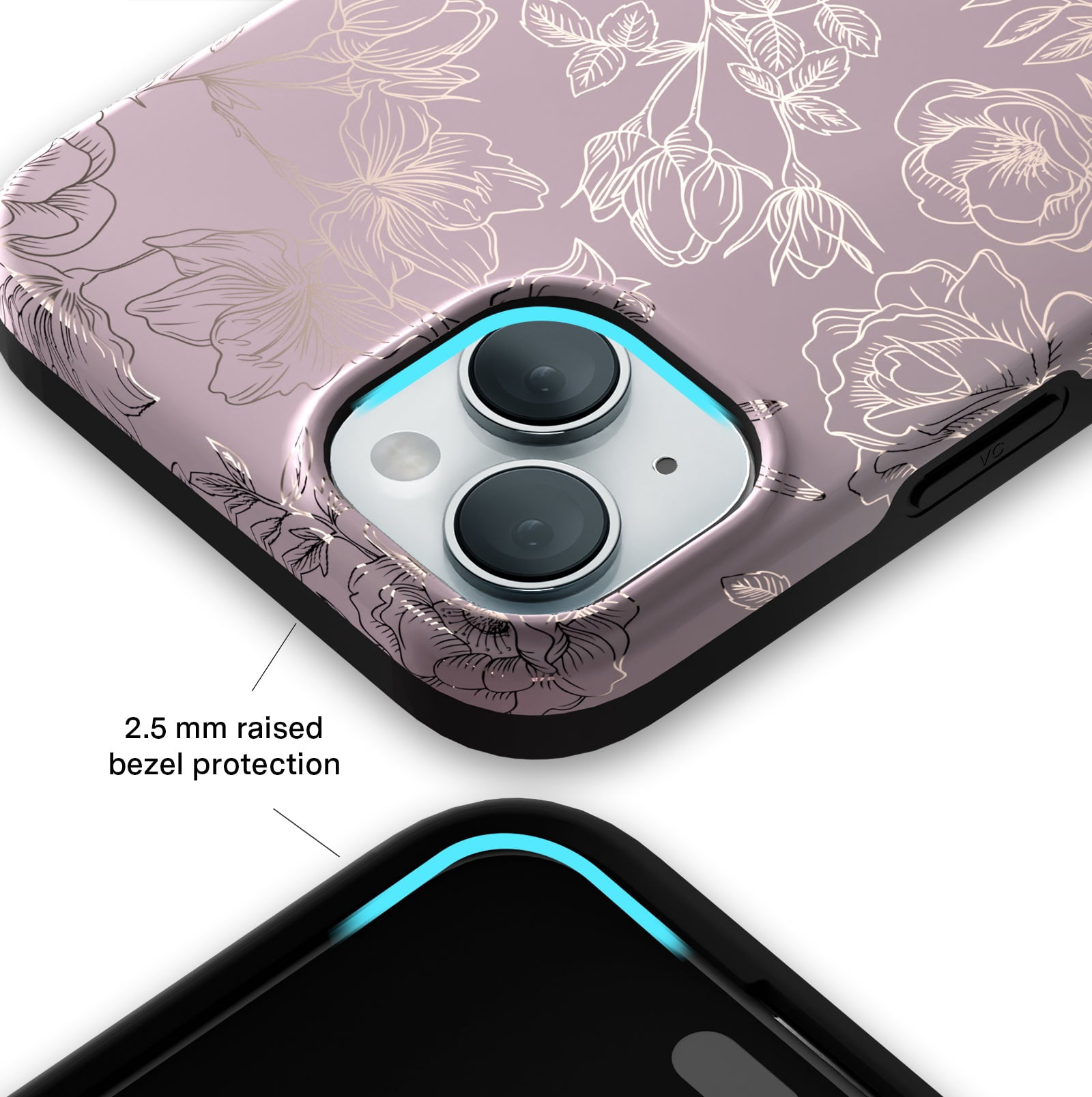 VELVET CAVIAR for iPhone 15 Plus Case Rose Gold Flowers - Compatible with MagSafe - Protective Mauve Purple Case for Women - Dusty Rose Floral