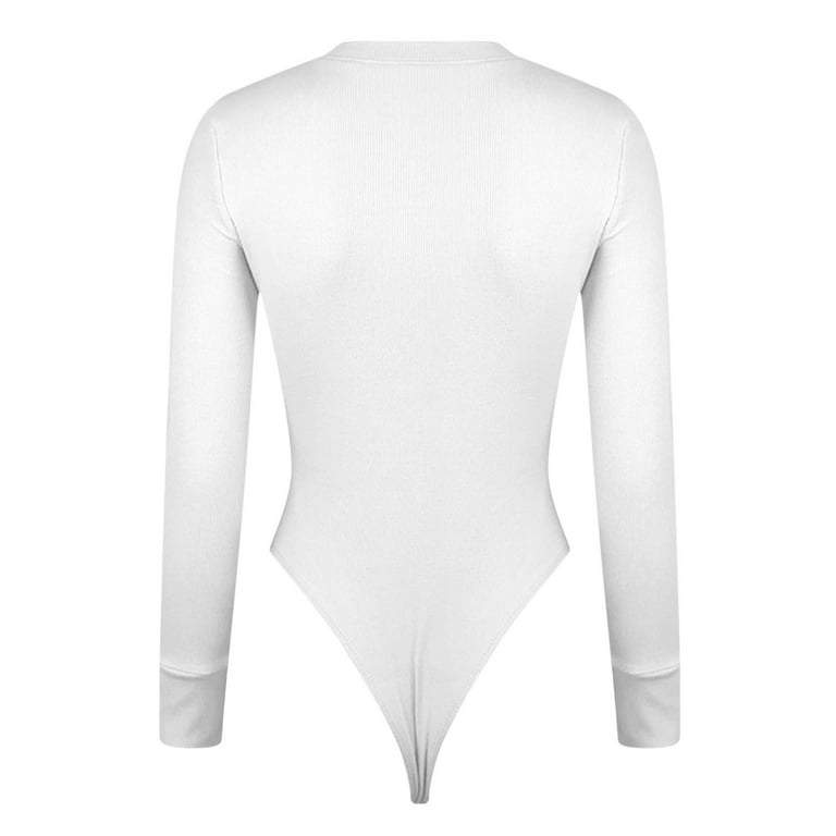 SBYOJLPB Women's Bodysuits Sexy Ribbed One Piece Buttons SBYOJLPB Women's Bodysuits Sexy Ribbed One Piece Buttons