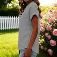 thumbnail image 4 of Tisuna Women'S T-Shirts Casual Button Down Short Sleeve V Neck Solid Color Top Comfortable Stylish Ladies Business Dailywear Size Xxxl, 4 of 7