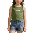 thumbnail image 2 of Eltusu Girls Cotton Tanks Tops, Casual Crewneck Soft Summer Sleeveless T-Shirts Green Size 5-6 T, 2 of 5