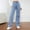 Light Blue, variant on Women Fashion Solid Loose Button Pant Pocket Washed Polished Waist Ripped Jeans Trousers Denim Boot Cut Mod Mom Jean Dress for Women Boyfriend Corduroy Pants Jean Pants for Women Party Knit Denim