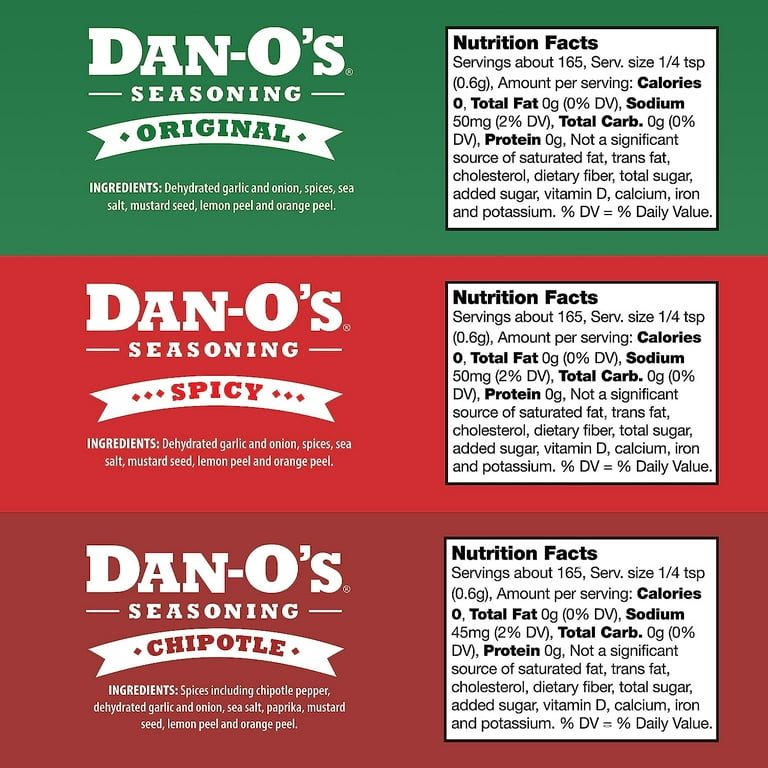 Dan-O's Seasoning Small 3 Bottle Combo - Original, Spicy, & Chipotle (3.5 oz)