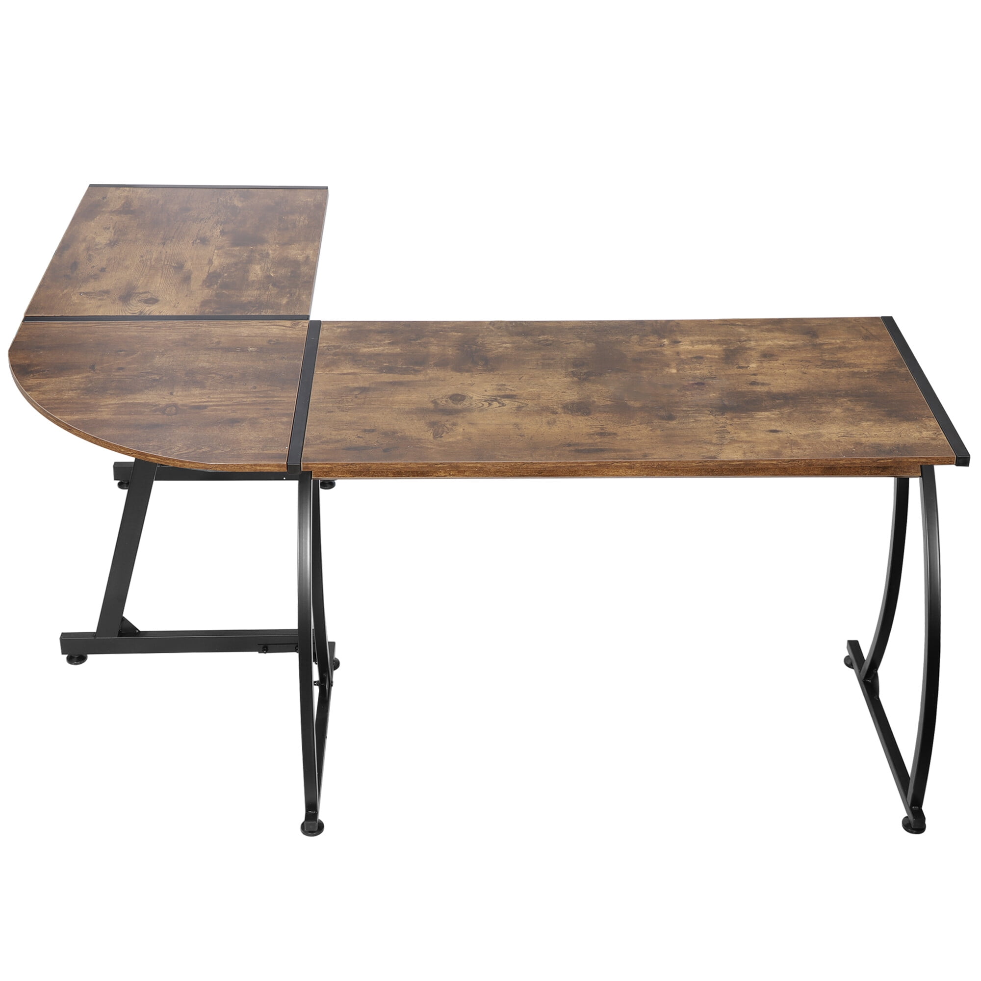 HomGarden L-Shaped Computer Desk 58” Reversible MDF Corner Gaming Desk, Rustic Brown