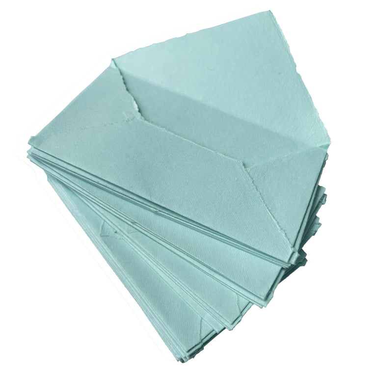 Handmade Cotton Rag Textured Paper Envelopes Deckle Edge-Thick 150 GSM  Recycled Khadi Paper-Baby Blue, Size: 9x5, Pack of: 10- (ENVL-D-101)