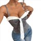 thumbnail image 3 of Top de Vestir de Negocios para Mujer con Tirantes Finos, Escote Bajo y Rayas en Contraste y Lazo Gris L, 3 of 10