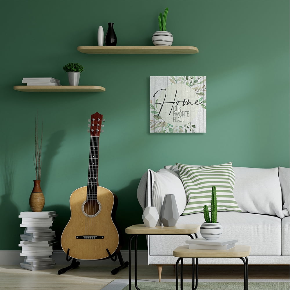 Stupell Industries Our Favorite Place Phrase Graceful Green Leaves Canvas Wall Art by Kim Allen