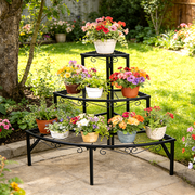Wisfor 3 Tier Corner Plant Stand Metal Flower Display Rack for Indoor Outdoor,Sleek Black,23 Height