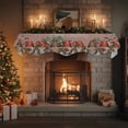 thumbnail image 4 of Pink Christmas Fireplace Mantle Scarf, Xmas Winter Gnomes Poinsettia Flower Mantel Cover Table Runner for Home Living Room Door Window, Indoor Outdoor Holiday Party Decor 17" x 70", 4 of 8