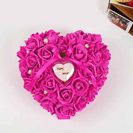Romantic Rose Wedding Favors Heart Shaped Gift Ring Box Pillow Decoration