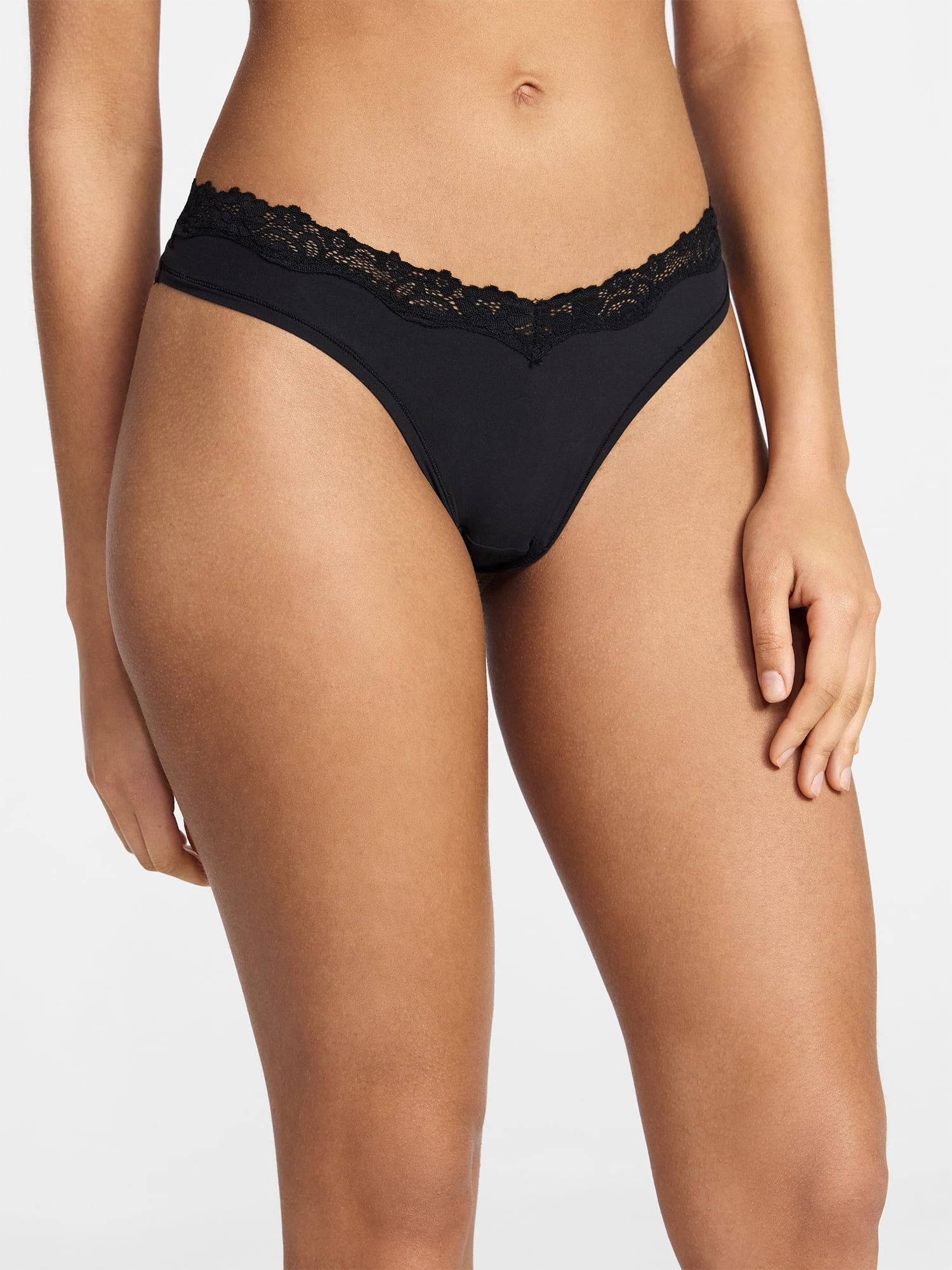 No Boundaries Fit Stretch Lace Thong Panties, 3-Pack, Women's XS-XXXL