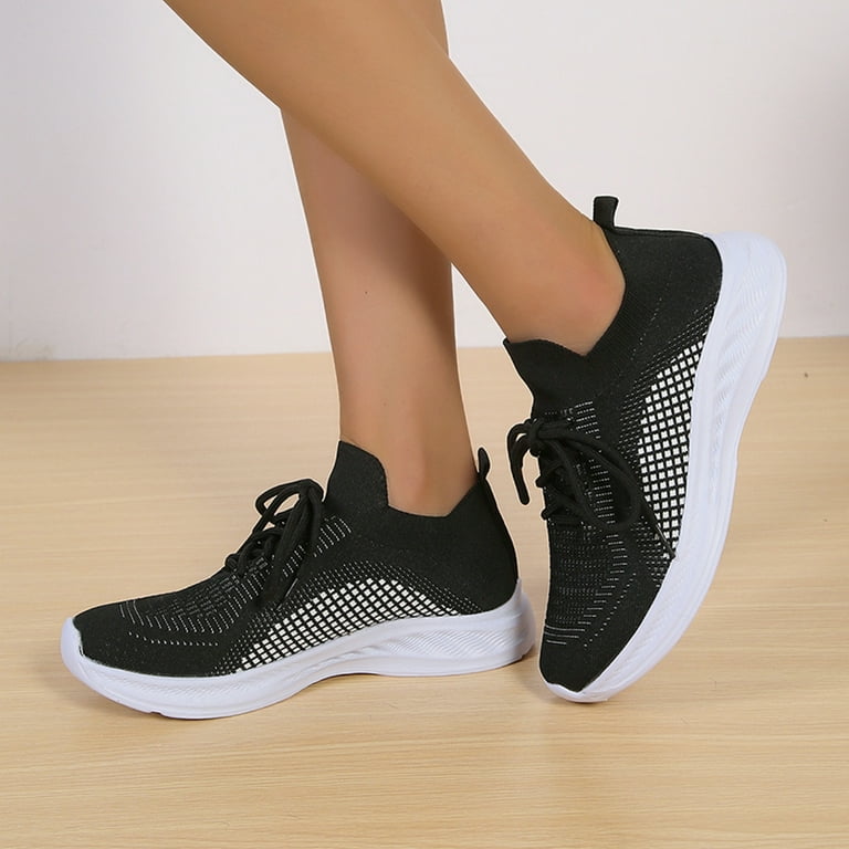 PMUYBHF Wedge Sneakers For Women Size 12 Women Sneakers Fashionable Color Matching New Pattern Summer Mesh Breathable Comfortable Lightweight Non Slip
