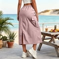thumbnail image 4 of Cargo Skirts for Women Y2K Quick Dry Hiking Maxi Skirt Casual Drawstring High Waisted Parachute Skirts with Pockets Pink L, 4 of 9