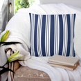 thumbnail image 3 of 16x16 Pillow Covers Set of 2, Striped Navy Blue Square Throw Pillow Covers for Couch/Sofa/Living Room, Farmhouse Line Stripes Classic Decorative Soft Pillowcases for Couch Throw Pillows, 3 of 7