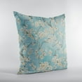 thumbnail image 3 of Plutus Azure Garden Cherry Blossoms Printed On A Linen Looking Polyester. Luxury Throw Pillow - Double sided 16" x 16", 3 of 5
