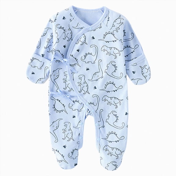 CAUYDY Baby Boys Clothing Preemie Romper 3-6M 9-12M 18-24M Newborn Long Sleeved Sleepers Fall Winter Infant Boy Soft Pajamas Toddler Bodysuit Light Blue for Sizes Newborn