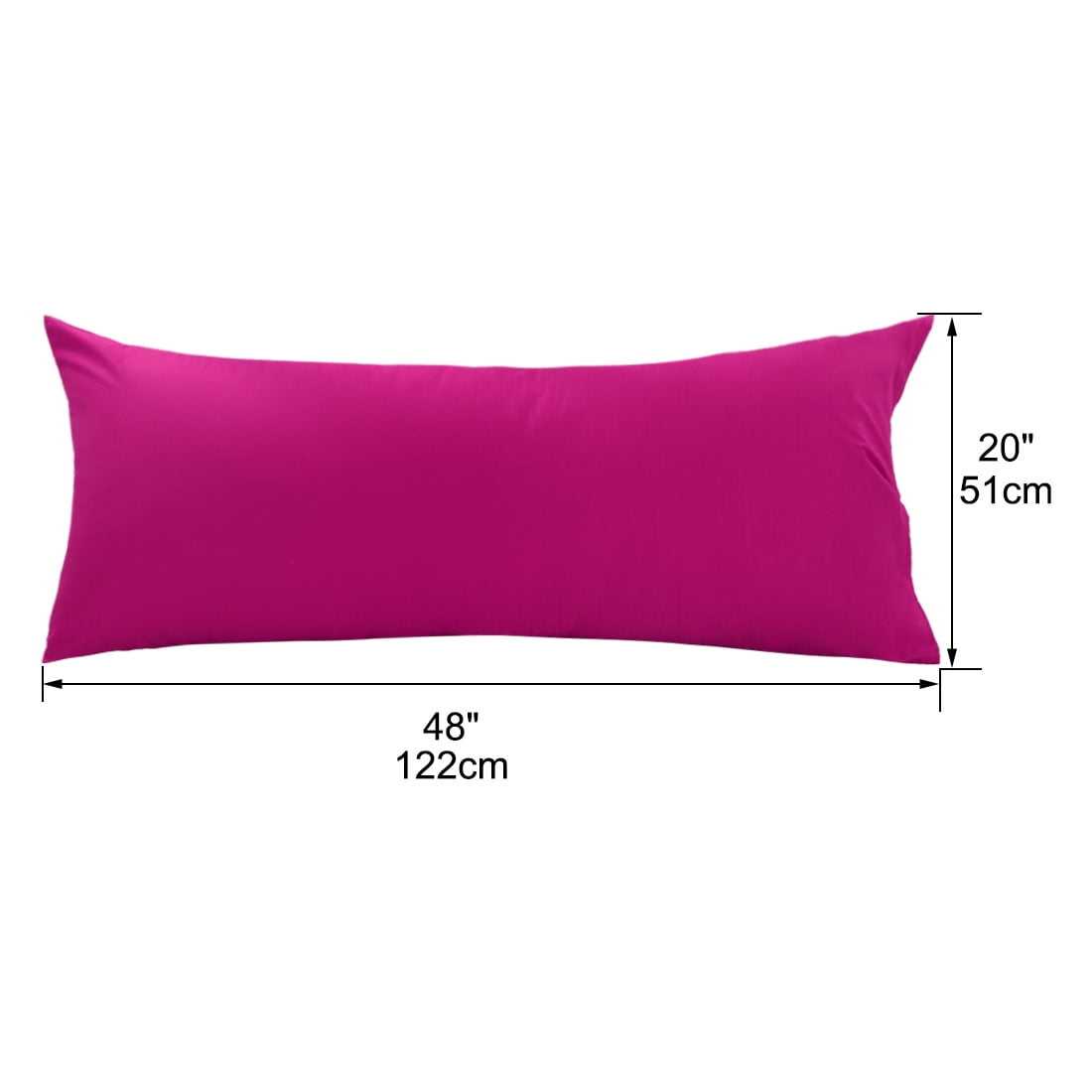 Unique Bargains Body Pillow Covers 300 Thread Count Cotton Pillowcases Set of 2 Fuchsia 20" x 48"