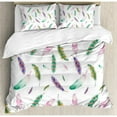 thumbnail image 3 of Feather House Decor Twin Size Duvet Cover Set, Irregular Watercolors Feather Patterns in Soft Pastel Mint Plumage Design, Decorative 2 Piece Bedding Set with 1 Pillow Sham, Multi, by Ambesonne, 3 of 3