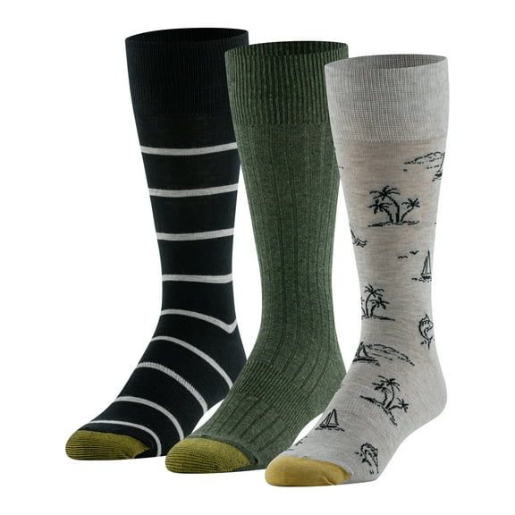 GoldToe Edition Mens Island Crew Socks Assorted, 3 Pack