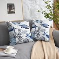 thumbnail image 3 of Nautical Coastal Throw Pillow Covers Set of 2 Beach Themed Ocean Coral Sea Turtle Decorative Pillow Cases Outdoor Sofa Cushion Cover for Bedroom Living Room, 18x18, Blue, 3 of 6