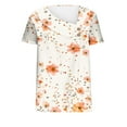 thumbnail image 4 of ALLLIST V-Neck Summer Tops Short Sleeve Orange Floral Button Loose Blouses Casual Blouses for Women, 4 of 5