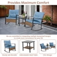 thumbnail image 6 of Villeston 3-Piece Outdoor Rocking Chair Wicker Furniture Set with Padded Cushions and Table for Courtyards,Blue, 6 of 7
