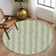 thumbnail image 2 of Large Round Rug 8Ft Washable Non-Slip, Sage Green Spring Leaves Circle Area Rugs for Living Room Bedroom, Pastoral Botanical Striped Flowers Indoor Floor Mats Carpet Runner for Home Decor, 2 of 8