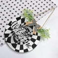 thumbnail image 4 of 3d Warped Black and White Check Front Door Round, Hanging Welcome Sign, Front Door for Home, Farmhouse, Porch, Wall Hanging, Outdoor Home Decor, 4 of 7