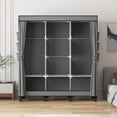 thumbnail image 3 of Closet, Portable Closet for Bedroom, Strong and Sturdy Black Portable Closets for Hanging Clothes with 3 Hanging rods, 6 Storage Shelves andSide Pocket.51 W*17.7" D*67.7" H (Grey), 3 of 16