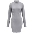 thumbnail image 4 of Women's Casual Solid Color Mock Neck Slim Long Sleeve Bodycon Dress, 4 of 7