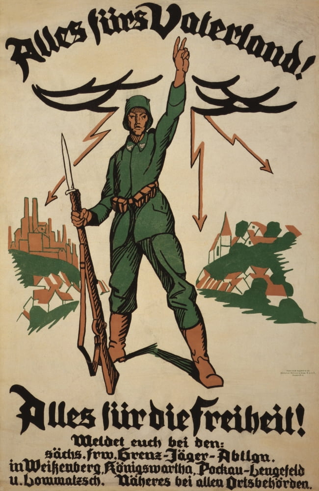 World War 1 German Recruiting Poster Showing A German Soldier With