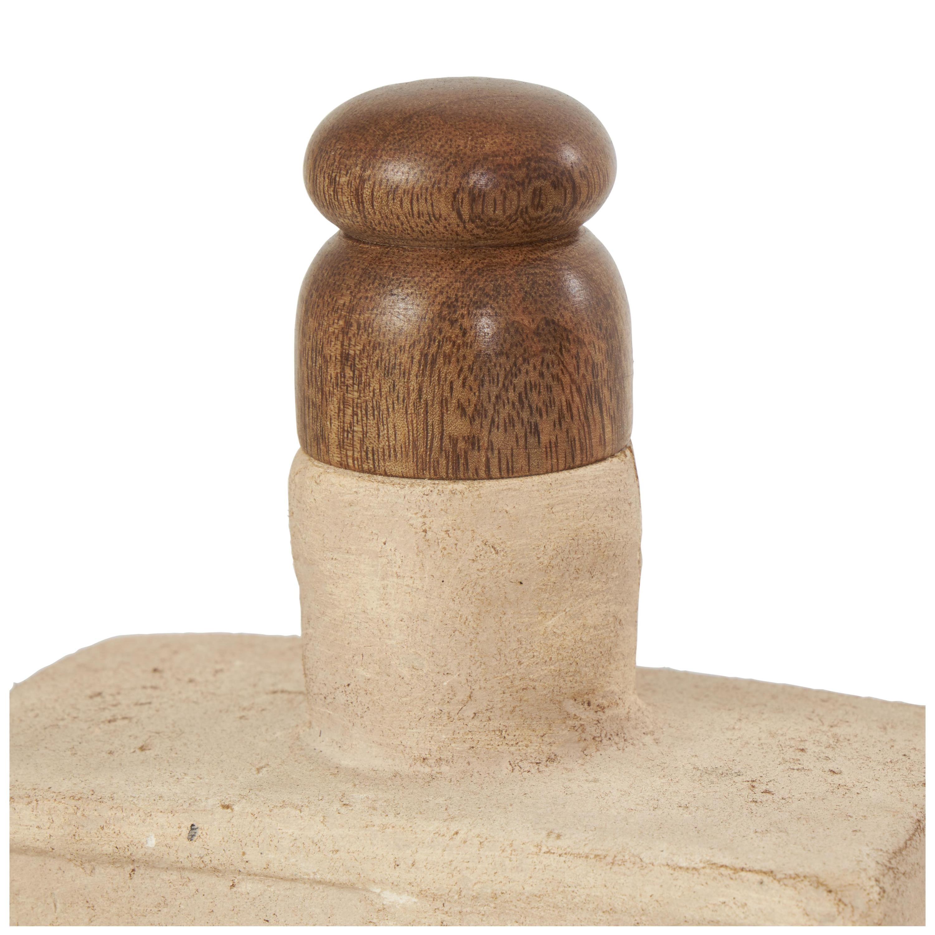 DecMode 6"W, 11"H Brown Paper Mache Floral Decorative Jars with Varying Shapes and Carved Wood Etchings, 3-Pieces