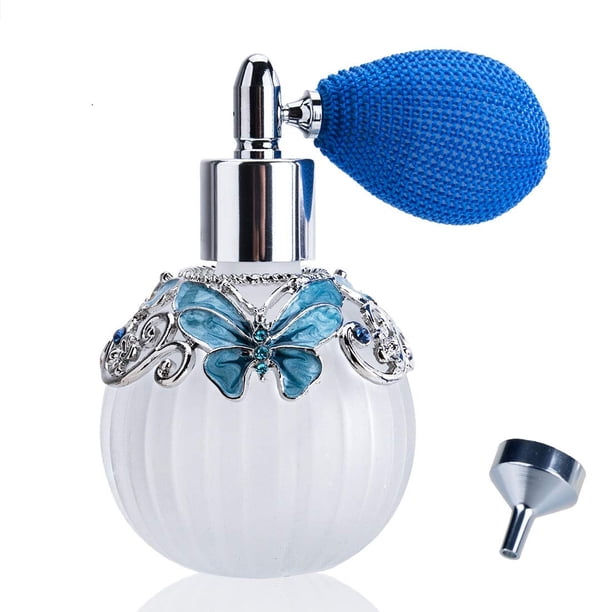 Botella de perfume YU FENG Glass recargable de 50 ml con atomizador azul