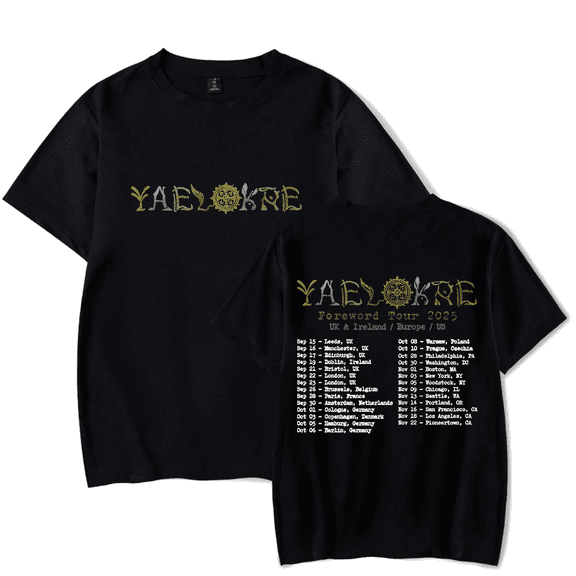 Yaelokre Merch Foreword Tour 2025 T-Shirt Short Sleeve Unisex Album Merch Clothing For Summer
