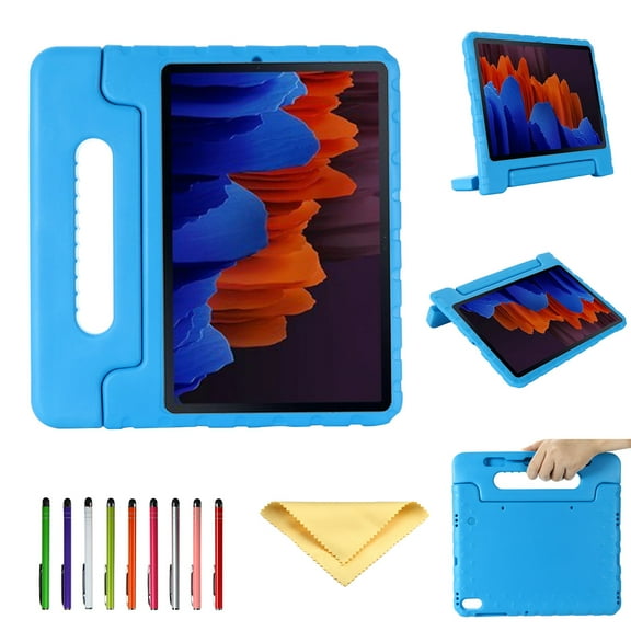 Cowithday Kids Case for Samsung Galaxy Tab S7 FE 5G 2021/Tab S8 Plus (S8 ) 2022/Tab S7 Plus (S7 ) 2020 Release 12.4" with S-Pen Holder/Rotating Kickstand/Handle Stand EVA Shockproof Rugged Cover,Blue