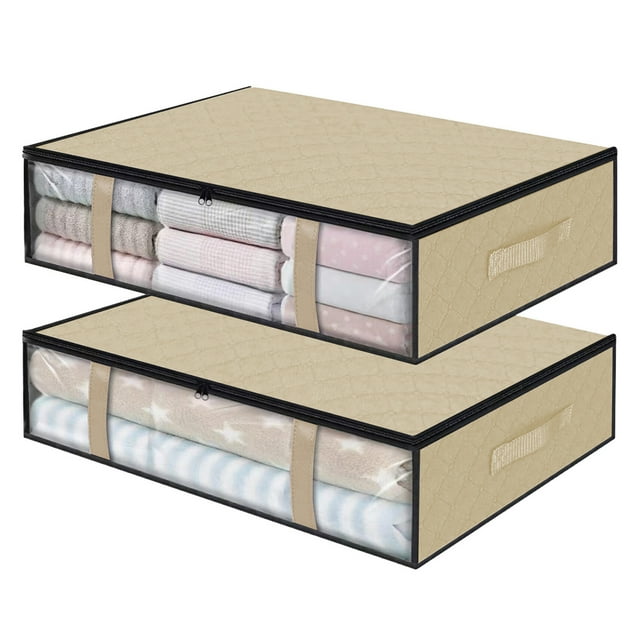 Kmbangi Clothes Storage Box, Under Bed Storage Containers with Durable Handles,Large Capacity Storage Bins for Clothes,Bedding and Toys