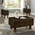 thumbnail image 4 of JERFIT 3-Piece Espresso Coffee Table Set with Drawers, Solid Pine Wood Farmhouse Rectangular Center Table & 2 End Tables, Antique Distressed Finish for Living Room, 4 of 10
