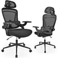 thumbnail image 1 of Ergonomic High Back Office Desk Chair with C-Shape Lumbar Support and Adjustable 2D Headrest, Mesh Swivel Executive Computer Chair for Home, Office, Study, Gaming, 1 of 10