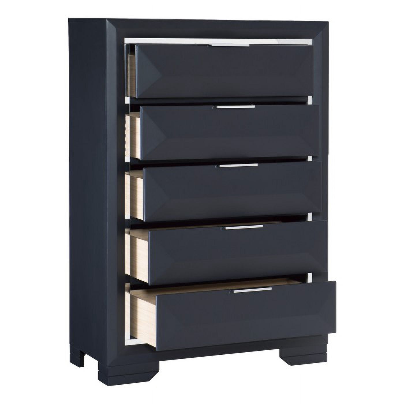 Rosemont Collection Chest with Chrome Banded Midnight Blue Finish
