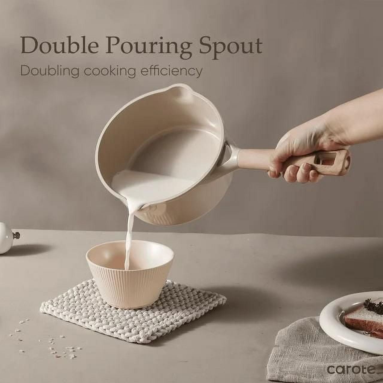 Poêle en céramique CAROTE 2qt antiadhésif avec couvercle poêle à Induction 7" casserole antiadhésive Bon appétit Cooker