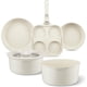 thumbnail image 1 of Juego de ollas y sartenes de cerámica antiadherentes, color beige, blanco, 7 piezas de utensilios de cocina antiadherentes con mango desmontable, juego de utensilios de cocina de inducción, 1 of 4
