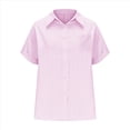 thumbnail image 2 of Camisa Estilo Boyfriend A Rayas Fruncidas para Mujer, Informal, con Cuello Corto, Mangas , Botones y Bolsillo, Color Rosa, Talla 4XL, 2 of 7