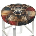 thumbnail image 3 of Daiia American Flag Deer Art Stool Covers Round,Round Bar Stool Covers Waterproof Bar Chair Covers Washable Stool Cushion Slipcover for 12-14 Inch Chair-14 inch, 3 of 7