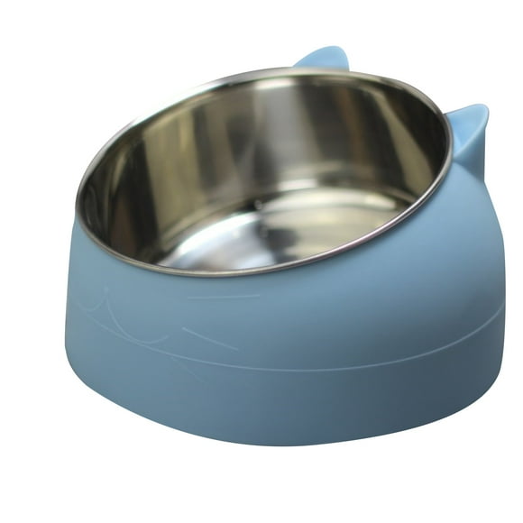 LSLJS Cat Bowl , Raised Cat Food Bowls, Tilted Elevated Cat Bowl, Stainless Steel Protective Cat Cervical Spine Bowl Food Bowl 400Ml